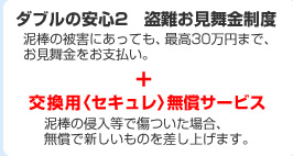 ダブルの安心２　盗難お見舞金制度+交換用＜セキュレ＞無償サービス