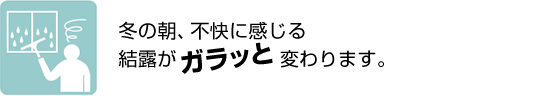 冬の朝、不快に感じる結露がガラッと変わります。