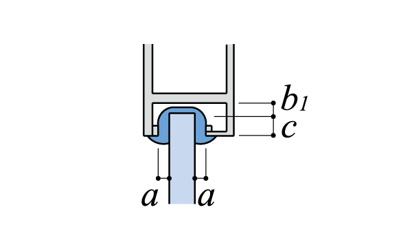グレイジングチャンネルサッシ可動部の上部縦断面図