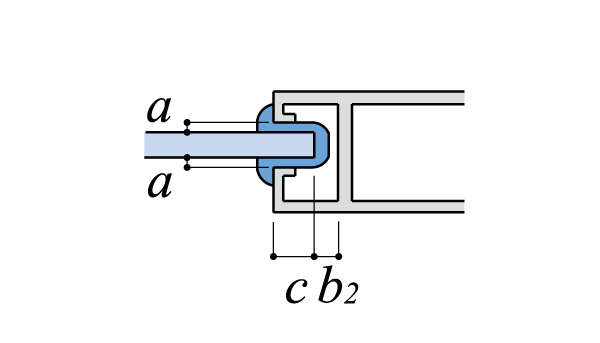 グレイジングチャンネルサッシ可動部の左右部断面図