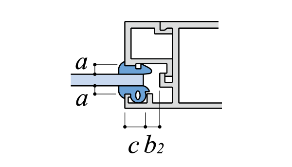 グレイジングビードサッシ可動部の左右部断面図
