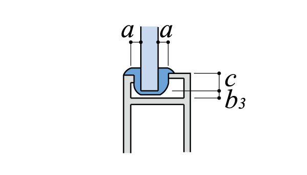 グレイジングチャンネルサッシ可動部の下部縦断面図