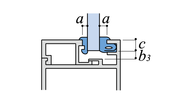 グレイジングビードサッシ可動部の下部縦断面図