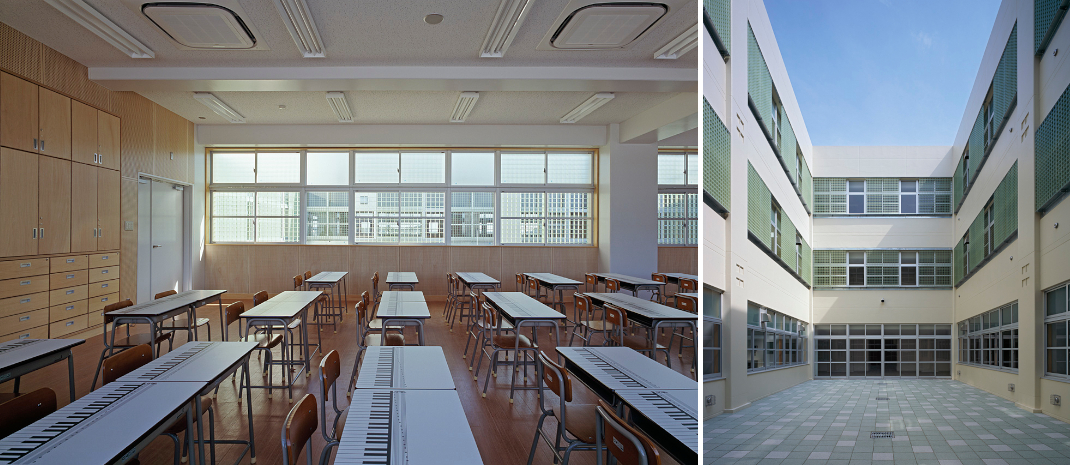 横浜市立美しが丘西小学校 普通教室、光庭